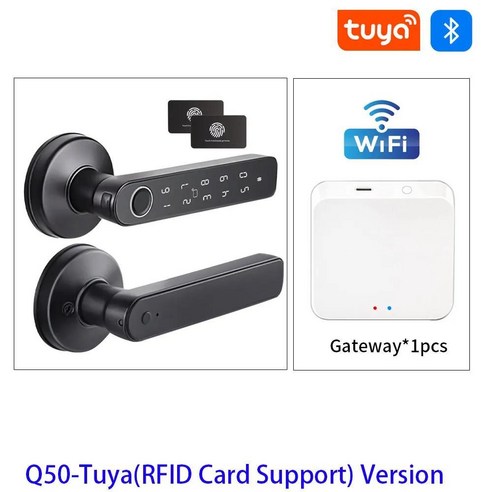 손잡이형 스마트 도어락 Q50 Tuya, 지문·RFID·앱 연동 방문 손잡이
